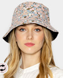 Bucket Hat Cherry Blossom Flower Check