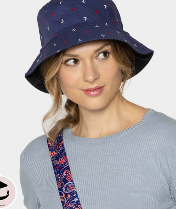 Bucket Hat  Anchor Patterned Reversible