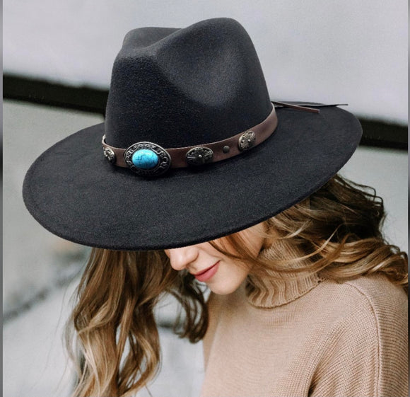 Felt Rancher Panama  Hat With Turquoise Accent