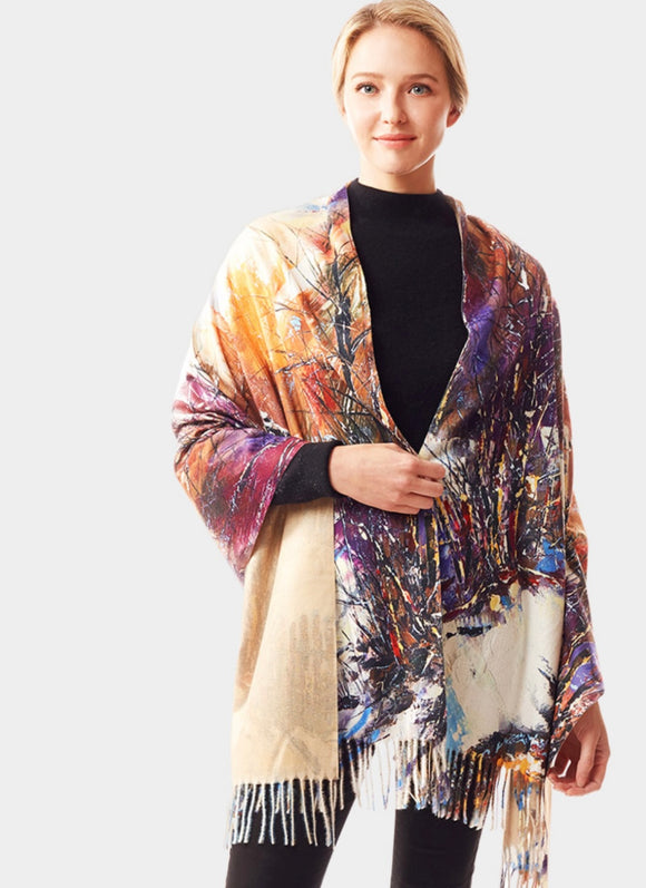 Colorful Abstract Painting Printed Scarf